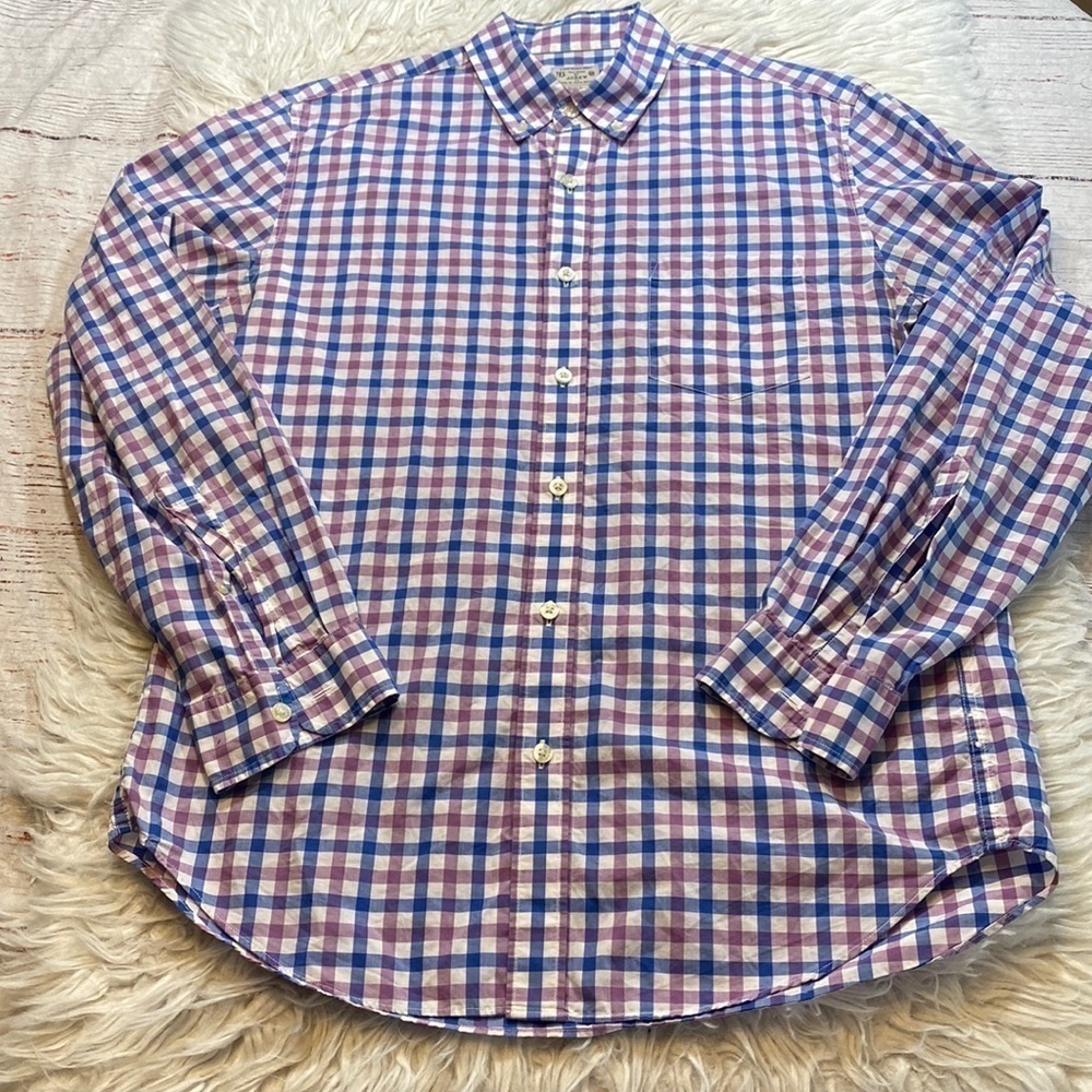J. Crew Men's Tailored Light Weight Check Button Down Shirt sz M